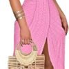 Womens Summer Halter Dress Hollow Out A Line Vacation Dresses with Eyelet Embroidery & Side Slit