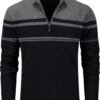 07f1e181acc04c08bd3ae633e590cb25 Men's Sweaters 1/4 Zip Cotton Sweater Pullover Polo Sweaters Striped Fall Winter Warm Sweatshirts