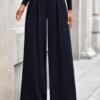 093f60ddf46b4ac1892fb09e2f908e6a Womens Fall Wide Leg Trousers 2025 High Elastic Waist Loose Pleated Long Flowy Palazzo Work Pants with Pockets