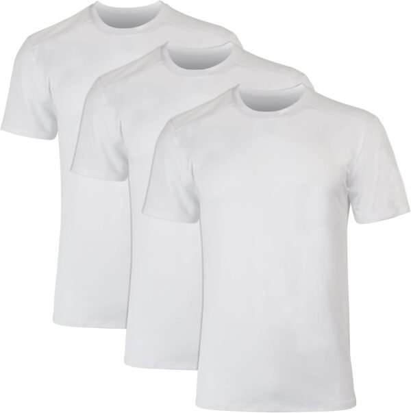 Men's Moves Breathable Mesh Back T-Shirt. X-Temp Moisture-Wicking Tee. White or Black/Grey. 3-Pack