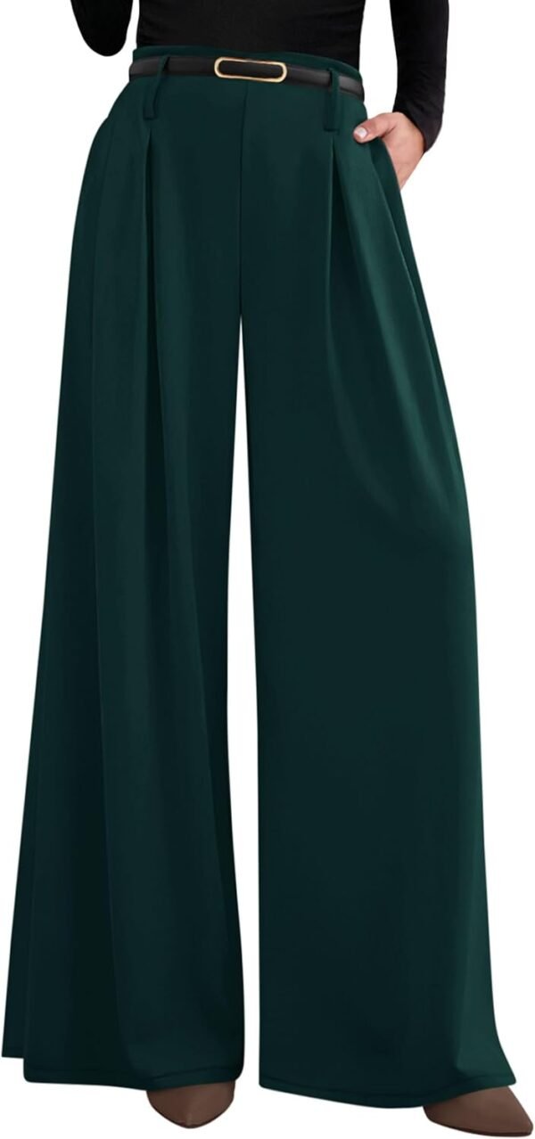 0e29c41fc5874e9587bb8cdc40e4c575 Womens Fall Wide Leg Trousers 2025 High Elastic Waist Loose Pleated Long Flowy Palazzo Work Pants with Pockets
