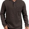 Mens Waffle Fleece-Lined Henley Shirts Heavyweight Thermal Long Sleeve Casual Solid Pullover (S-XXL)