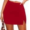 Women's Side Slit High Waisted Mini Skirt Stretchy Bodycon Skort 2025 Y2K Club Skirts with Underneath