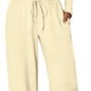 Women's 2 Piece Matching Lounge Set Long Sleeve Slightly Crop Top Wide Leg Pants Casual Sweatsuit