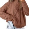 Women's Oversized Cable Knit Crewneck Sweaters