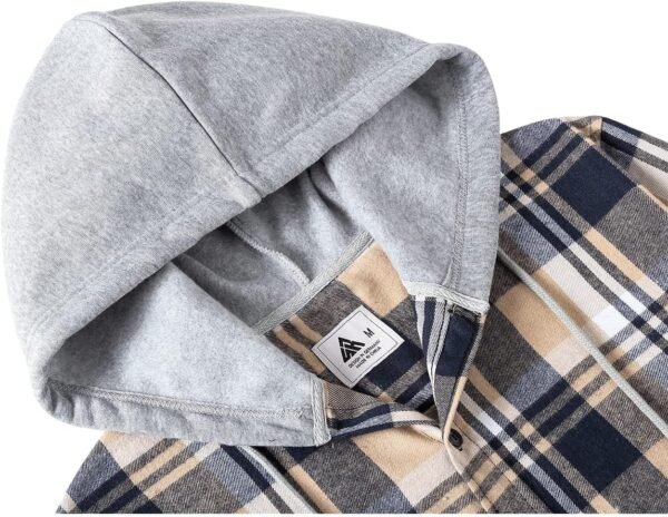 Men's Flannel Hoodie Shirts Casual Button Down Plaid Shirt Jackets for Men Long Sleeve Stylish Hooded with Pocket