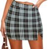 Women's Side Slit High Waisted Mini Skirt Stretchy Bodycon Skort 2025 Y2K Club Skirts with Underneath
