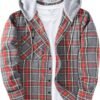 Men's Flannel Hoodie Shirts Casual Button Down Plaid Shirt Jackets for Men Long Sleeve Stylish Hooded with Pocket
