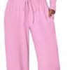 Women's 2 Piece Matching Lounge Set Long Sleeve Slightly Crop Top Wide Leg Pants Casual Sweatsuit