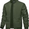 Men's Bomber Jacket Lightweight Casual Spring Fall Windbreaker Zip Up Coat with Pocket