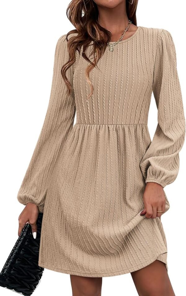 Women's Fall Sweater Dresses with Pockets Crew Neck Long Sleeve A-Line Dresses for Women 2025 Casual Winter Dresses