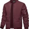 Men's Bomber Jacket Lightweight Casual Spring Fall Windbreaker Zip Up Coat with Pocket