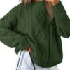Women's Oversized Cable Knit Crewneck Sweaters