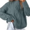 Women's Oversized Cable Knit Crewneck Sweaters