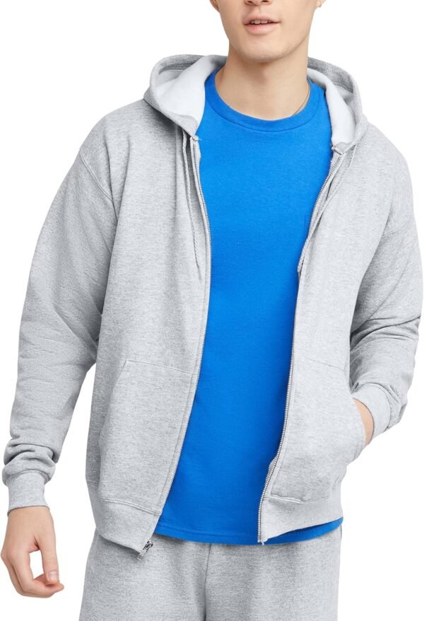 Mens Zip-up Hoodie. Ecosmart Fleece Full-zip Hoodie for Men. Hooded Sweatshirt