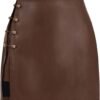 Women's Side Slit Metallic Trim High Waisted Faux Leather Short Skirts