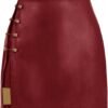 Women's Side Slit Metallic Trim High Waisted Faux Leather Short Skirts