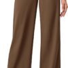 Womens Dress Pants Wide Leg Pull On Stretchy Work Pants Women High Waisted Business Casual Trousers with Pockets