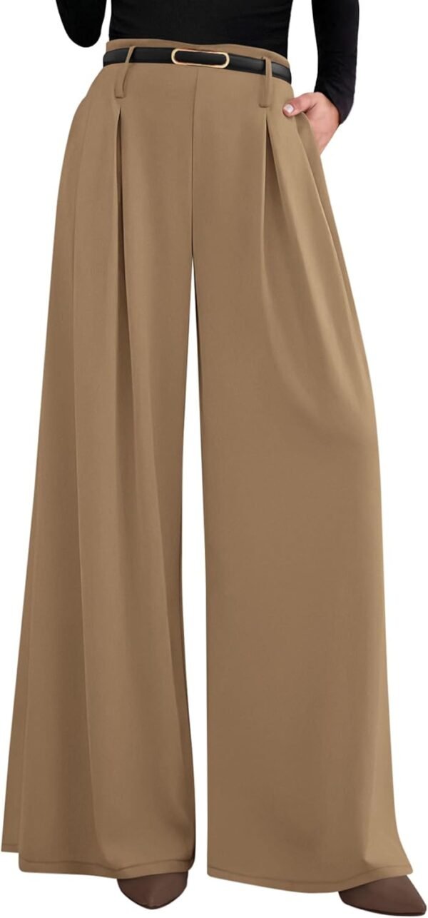 3f1159479ca44a69af474c4e303697b5 Womens Fall Wide Leg Trousers 2025 High Elastic Waist Loose Pleated Long Flowy Palazzo Work Pants with Pockets