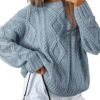 Women's Oversized Cable Knit Crewneck Sweaters