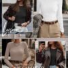 3 Pack Women's Ribbed Long Sleeve Tops. Crew Neck Slim Fit Undershirts Knit Basic Casual Stretch Layering Tee Shirts