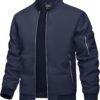 Men's Bomber Jacket Lightweight Casual Spring Fall Windbreaker Zip Up Coat with Pocket