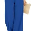 4cad45ce46e84680b0c10371c785ae4e Women Flowy Pants Drawstring Waist Wide Leg Palazzo Beach Pants Loose Fit with Pockets