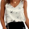 Womens Silk Satin Tank Tops V Neck Casual Cami Sleeveless Camisole Blouses Summer Basic Tank Shirt
