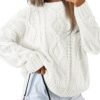 Women's Oversized Cable Knit Crewneck Sweaters