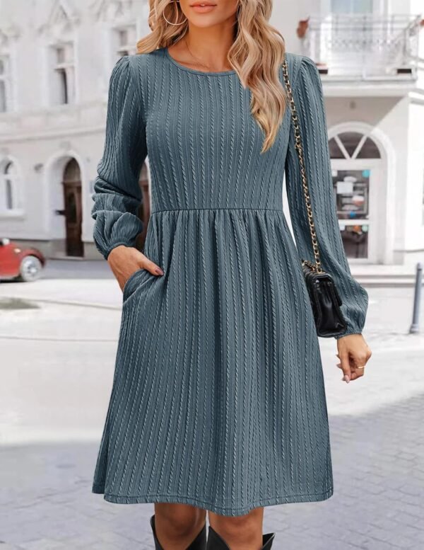 Women's Fall Sweater Dresses with Pockets Crew Neck Long Sleeve A-Line Dresses for Women 2025 Casual Winter Dresses