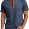 Mens Henley Long/Short Sleeve T-Shirt Cotton Casual Shirt