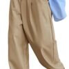 Men's Slacks Wide Leg Baggy Dress Pants Casual Lightweight Trousers with Pockets