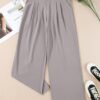 Women's Wide Leg Pants Elastic High Waisted Waffle Knit Casual Palazzo Pants Trousers with Pockets