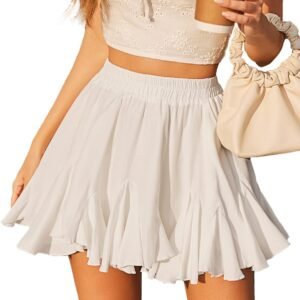 5c048fefe12940489f4f8964b97d8d3f Women's Pleated Skater Skirt Basic Casual High Waisted Ruffles Flared Mini Lingerie Skirts
