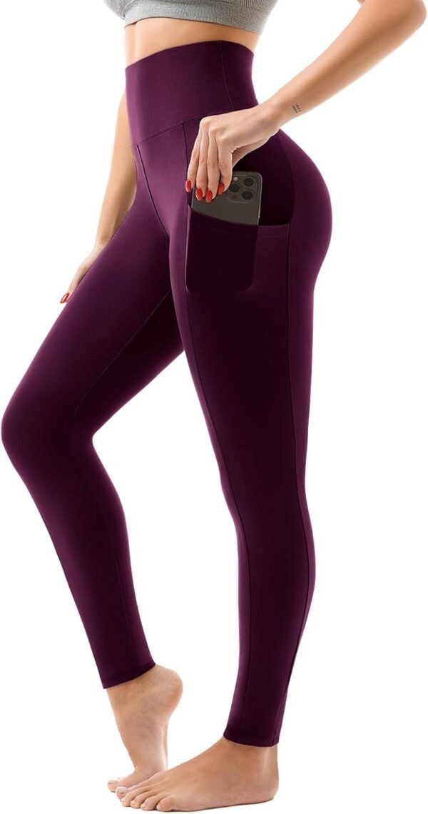 High Waisted Leggings with Pockets Women. Full Length Capri Buttery Soft Stretchy Yoga Pants