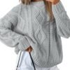 Women's Oversized Cable Knit Crewneck Sweaters