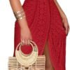 Womens Summer Halter Dress Hollow Out A Line Vacation Dresses with Eyelet Embroidery & Side Slit