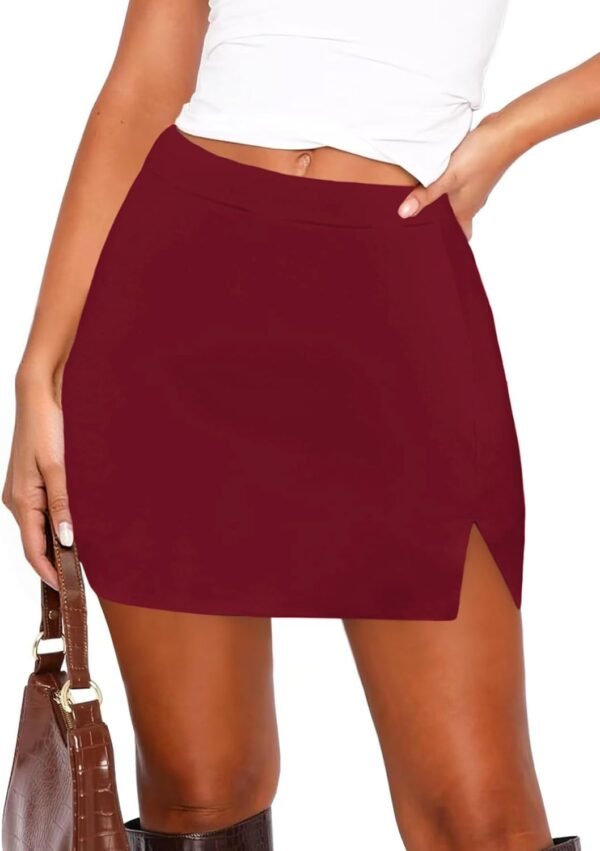 Women's Side Slit High Waisted Mini Skirt Stretchy Bodycon Skort 2025 Y2K Club Skirts with Underneath