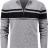 67249efe84c94cf9a2ace956ef73fa3b Men's Sweaters 1/4 Zip Cotton Sweater Pullover Polo Sweaters Striped Fall Winter Warm Sweatshirts