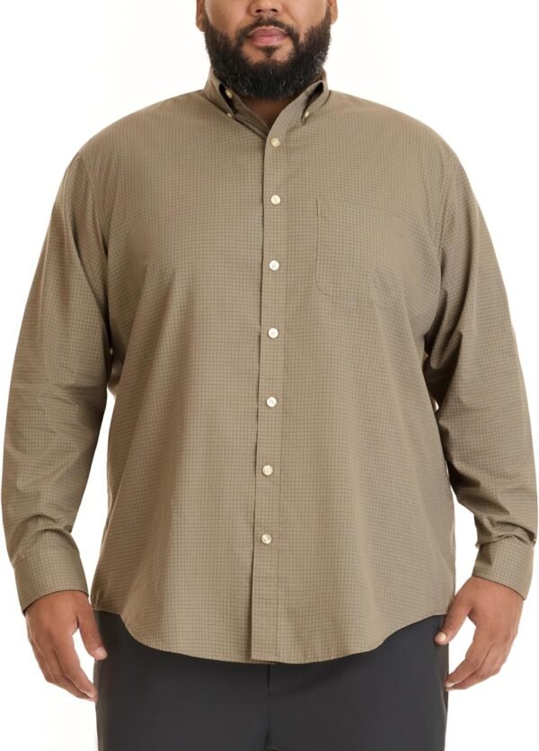 Men's Big and Tall Long-Sleeve Traveler No-Iron Button-Front Shirt