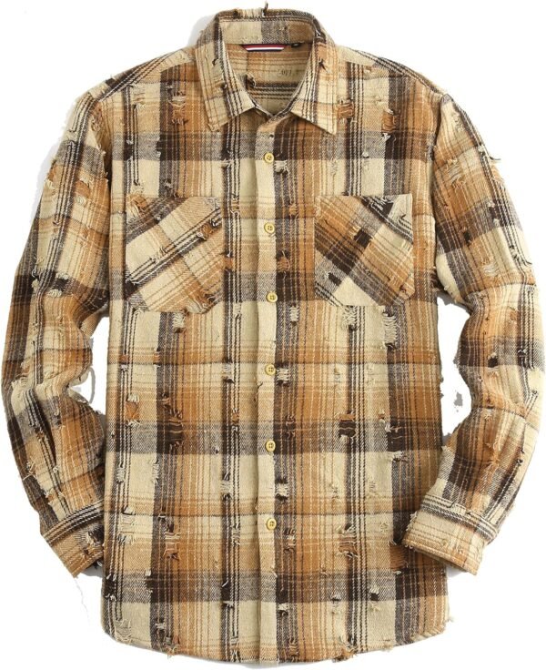Mens Button Down Shirts Flannel Shirt Long Sleeve