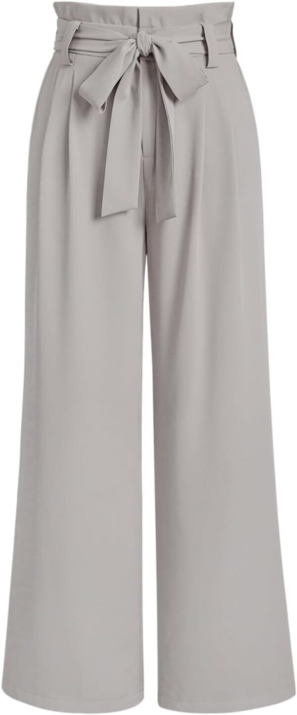 Wide Leg Dress Pants Women's Paperbag High Waisted Business Casual Trousers with Removable Belt