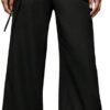 Women's Low Rise Waisted Dress Pants Wide Leg Straight Trousers Work Slacks Pants Business Casual Outfits