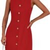 Work Dresses for Women 2025 Summer Business Formal Short Dress Sleeveless Button Down Elegant Office Outfits