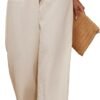 73a751435b70447baece0c2111cebca1 Women Flowy Pants Drawstring Waist Wide Leg Palazzo Beach Pants Loose Fit with Pockets
