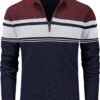 76cf42c9ea0649b5a1199a755eba3304 Men's Sweaters 1/4 Zip Cotton Sweater Pullover Polo Sweaters Striped Fall Winter Warm Sweatshirts