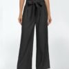 Wide Leg Dress Pants Women's Paperbag High Waisted Business Casual Trousers with Removable Belt