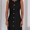 Work Dresses for Women 2025 Summer Business Formal Short Dress Sleeveless Button Down Elegant Office Outfits