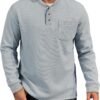 Mens Waffle Fleece-Lined Henley Shirts Heavyweight Thermal Long Sleeve Casual Solid Pullover (S-XXL)