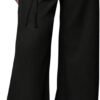 Women's Low Rise Waisted Dress Pants Wide Leg Straight Trousers Work Slacks Pants Business Casual Outfits